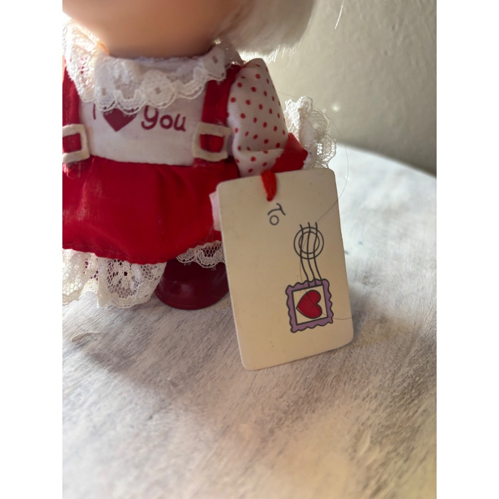 Vintage 1991 Precious Moments Hi Babies Doll I Heart You Red Dress 658898 Enesco - Picture 3 of 9